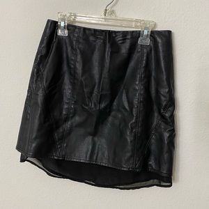 Leather skirt with a slip underneath